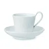 Royal Copenhagen White Fluted Plain Cup & Saucer In White