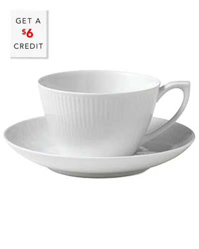 Royal Copenhagen White Fluted Tea Cup & Saucerwith $6 Credit