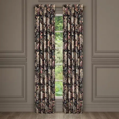 Royal Court Calabria Rod Pocket Room Darkening Set Of 2 Curtain Panel In Black
