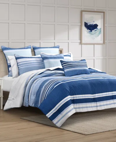 Royal Court Carson Multi-stripe 3-pc. Comforter Set, King/california King In Blue