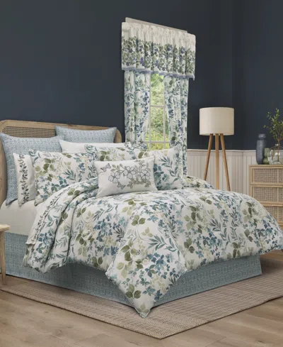 Royal Court Evergreen Botanical Leaf 4-pc. Comforter Set, California King In Blue