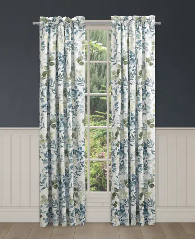 Royal Court Evergreen Window Panel Pair, 41" X 84" In Blue