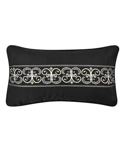 Royal Court Messina Boudoir Decorative Throw Pillow, 12" X 22" In Black