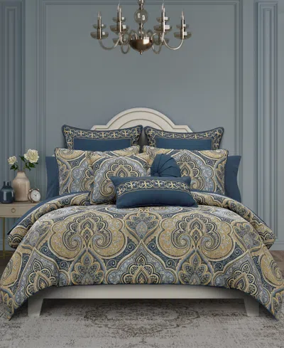 Royal Court Messina Damask 3-pc. Comforter Set, Full/queen In Blue
