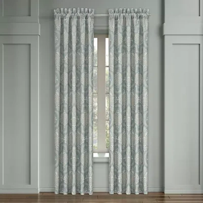 Royal Court Tranquilty Rod Pocket Room Darkening Set Of 2 Curtain Panel In Blue