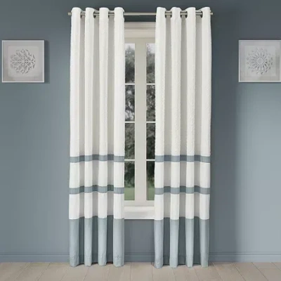 Royal Court Trilogy Grommet Top Room Darkening Set Of 2 Curtain Panel In Blue