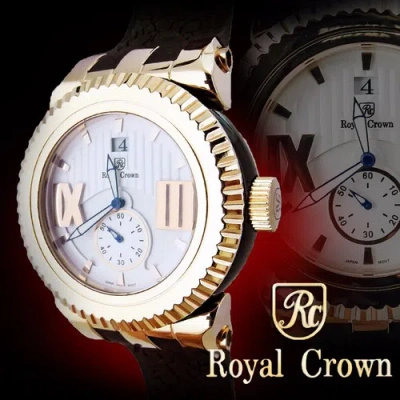 Pre-owned Royal Crown 6415 Men's Wrist Watch 46mm Stainless Steel Case Silicon Band 5 Atm