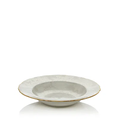 Royal Crown Derby Aves Pearl/gold Rim Soup Bowl