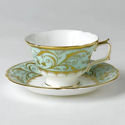 Royal Crown Derby Darley Abbey Tea Saucer In Gold Multi