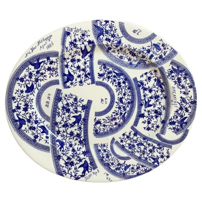 Pre-owned Royal Crown Derby Porcelain Blue And White Sample Pattern Platter Plate 19th C Derby England