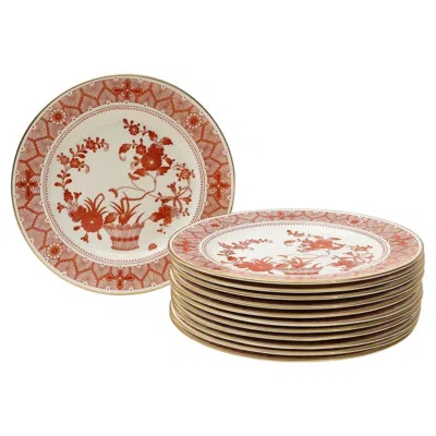 Pre-owned Royal Crown Derby Porcelain Royal Crown Derby Luncheon Plates, Chandos Pattern, Set Of 12 In Sand