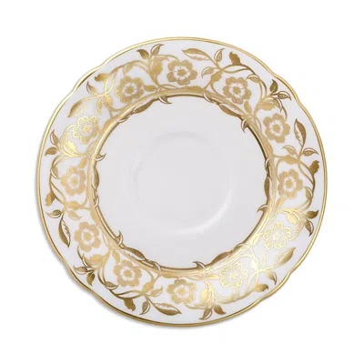Royal Crown Derby Primrose White Tea Saucer In Gold