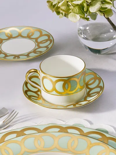 Royal Crown Derby Riviera Dream Hand-painted Bone China Teacup And Saucer  Abask Luxury Gift In Multi