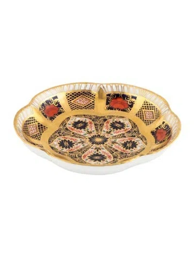 Pre-owned Royal Crown Derby Traditional Imari Trinket Dish In White