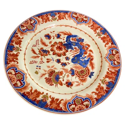 Pre-owned Royal Delft Delft Pijnacker Earthenware Charger Holland 1968 Blue Red White Color