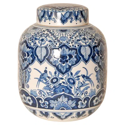 Pre-owned Royal Delft Vintage Delft Vase Jar Chinese Kangxi Style Chinoiserie Blue White Pottery