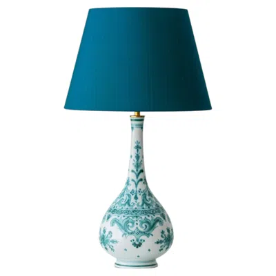 Pre-owned Royal Delft Vintage  Ceramic Table Lamp, Rare Teal Delvert Glaze, New Lampshade In Green