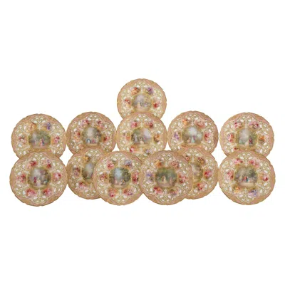 Pre-owned Royal Doulton 12  Hand Painted Artist Signed Custom Made Cabinet Plates In Brown
