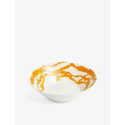 Royal Doulton 1815 Bright Abstract-pattern Porcelain Bowl 29cm In Orange