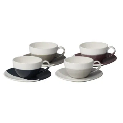 Royal Doulton 1815 Coffee Studio Flat White Cup And Saucer Set/4 Mixed Colors In Assorted