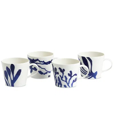 ROYAL DOULTON 1815 PACIFIC MIXED-PATTERN MUGS, SET OF 4
