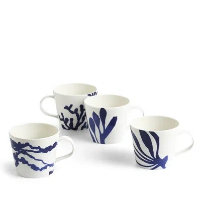 Royal Doulton 1815 Pacific Mug 13.5oz 2025 Mixed Patterns Blue, Set Of 4 In Blue;white