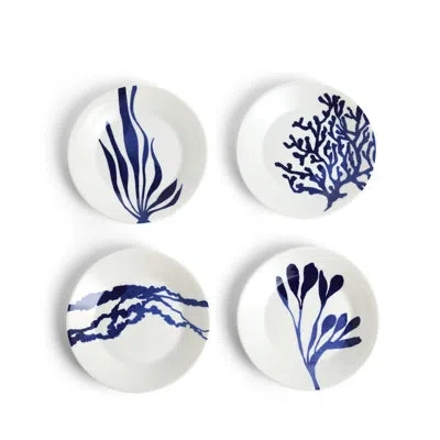 Royal Doulton 1815 Pacific Plate 6.3in 2025 Mixed Patterns, Set Of 4 In Blue;white