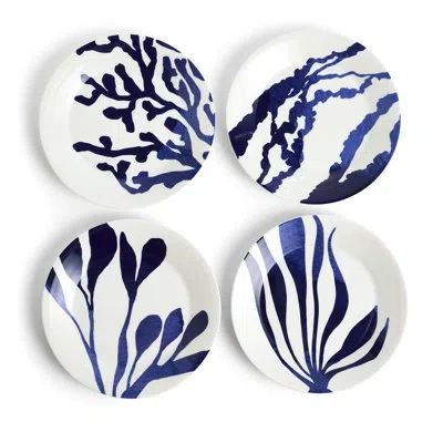Royal Doulton 1815 Pacific Plate 9.4in 2025 Mixed Patterns, Set Of 4 In Blue;white