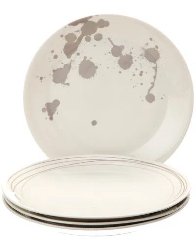 Royal Doulton 1815 Set Of 4 Pacific Mixed Pattern Stone Plates In White