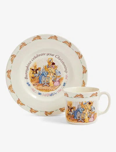 Royal Doulton Bunnykins Children's Christening Bone-chain Plate And Mug Set