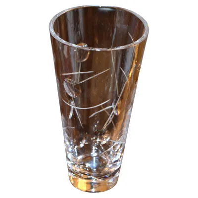 Pre-owned Royal Doulton Cut Crystal Vase With Bubbles Etching Mid-century Moden England In Transparent