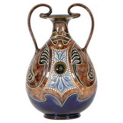 Pre-owned Royal Doulton Early 20th C. English  Arts And Crafts Lambeth Stoneware Vase In Transparent