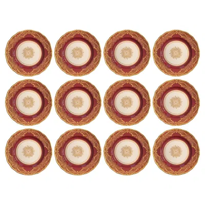 Pre-owned Royal Doulton Early 20th C.  For Higgins & Seiter, Gilt Dinner Plates, Set Of 12. In Brown