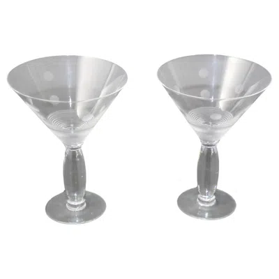 Pre-owned Royal Doulton Martini Crystal Etched Glasses Set Of 2 Vintage Cocktail Barware In Gray