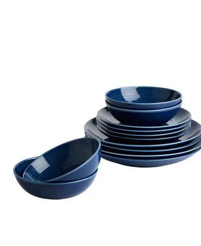 Royal Doulton Maze Denim 12 Piece Dinnerware Set, Service For 4 In Blue