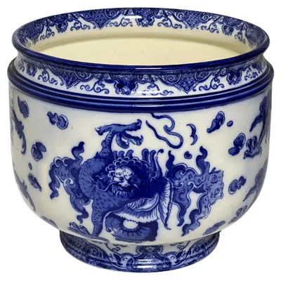Pre-owned Royal Doulton 'oyama' Pattern Flow Blue Porcelain Jardiniere