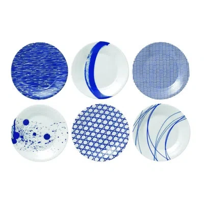 Royal Doulton Pacific 6 Piece Appetizer Plate Set In Blue;white