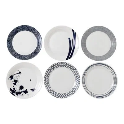 Royal Doulton Pacific 6 Piece Dinner Plate Set In Blue;white