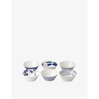 Royal Doulton Pacific Pattern Porcelain Bowls Set Of Six In White