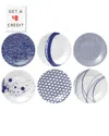 Royal Doulton Pacific Patterned Tapas Plate Set In Blue