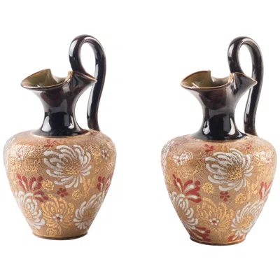 Pre-owned Royal Doulton Pair Of Decorative Jugs By , End Of The 19th Century In Brown