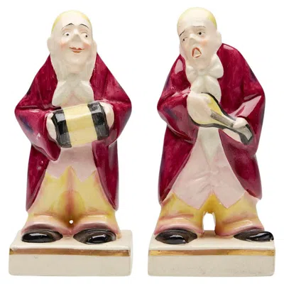 Pre-owned Royal Doulton Rare Pair Art Deco Figural Musician Bookends In Beige