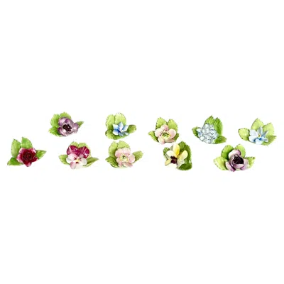 Pre-owned Royal Doulton Royal Adderley Floral Porcelain Card Holders Set Of 10, Mid-century England In Green