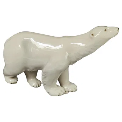 Pre-owned Royal Dux Bohemia Royal Dux Polar Bear Figurine, Circa 1920 - Czech Porcelain Elegance In Sand
