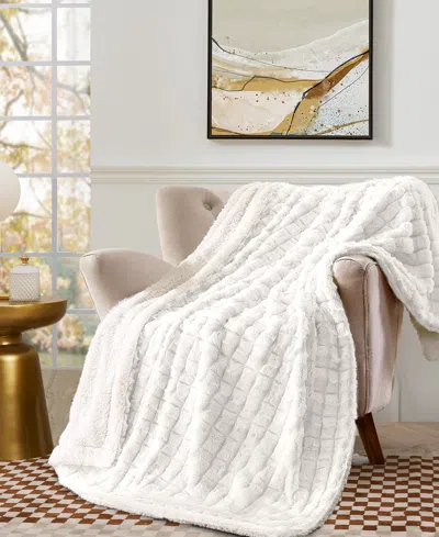Royal Luxe Reversible Micromink To Faux-sherpa Tie-dye Throw, 50" X 60", Exclusively At Macy's In White