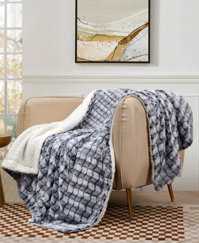 Royal Luxe Reversible Micromink To Faux-sherpa Tie-dye Throw In Black
