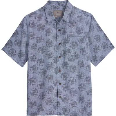 Royal Robbins Camino Pucker Short Sleeve Recycled Polyester Button-up Shirt In Blue