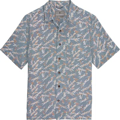 Royal Robbins Camino Pucker Short Sleeve Recycled Polyester Button-up Shirt In Blue