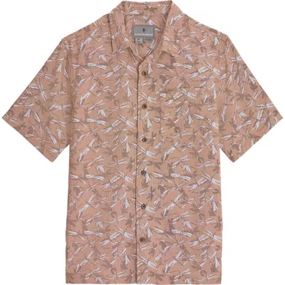 Royal Robbins Camino Pucker Short Sleeve Recycled Polyester Button-up Shirt In Brown