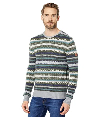 Royal Robbins Men's  Sequoia Sweater Pewter Fair Isle Round Neck Pullover Gbo67 In Green